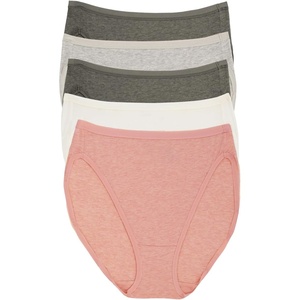 Felina Women’s Organic Cotton Stretch Hi Cut Panty 5-Pack Underwear(Blush Pebble)