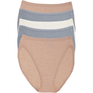 Felina Women’s Organic Cotton Stretch Hi Cut Panty 5-Pack Underwear(Sky Neutral)