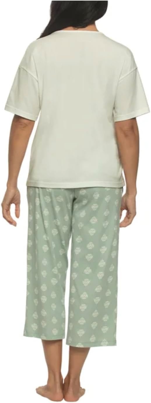 image:imageFelina Womens 4 Piece Cotton PJ Sleep Set Tee Tank Short and PantGreen