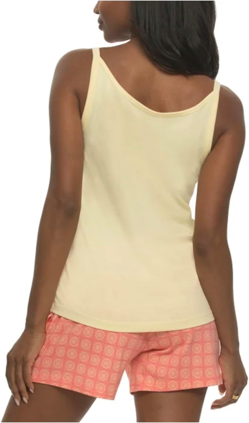 image:imageFelina Womens 4 Piece Cotton PJ Sleep Set Tee Tank Short and PantPink Strawberry IceMaize