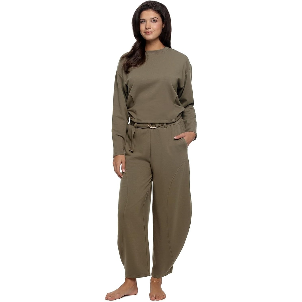 image:imageFelina Emery Fleece Crew Neck and Belted Barrel Pant SetSea Turtle