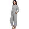 Felina Emery Fleece Crew Neck and Belted Barrel Pant Set(Heather Gray)
