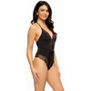 Felina Jezebel Henny Micro & Lace Bodysuit(Black)