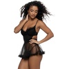 Felina Jezebel Veil Tulle & Mesh Ruffle Apron(Black)