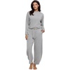 Felina Emery Fleece Crew Neck and Belted Barrel Pant Set(Heather Gray)