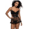 Felina Jezebel Veil Tulle & Mesh Ruffle Apron(Black)