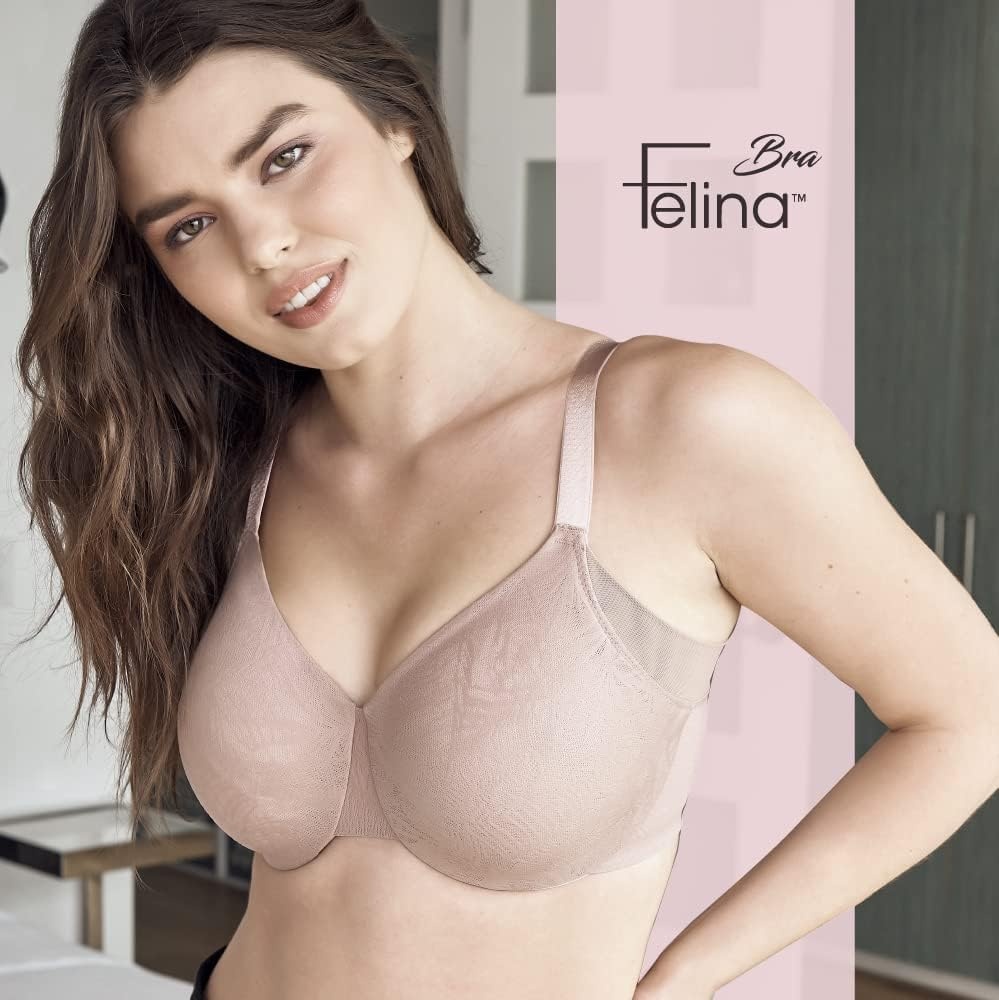 image:imageFelina Jessamine Unlined Side Smoothing Minimizer Bra Back amp Side Smoothing LaceRose Tan