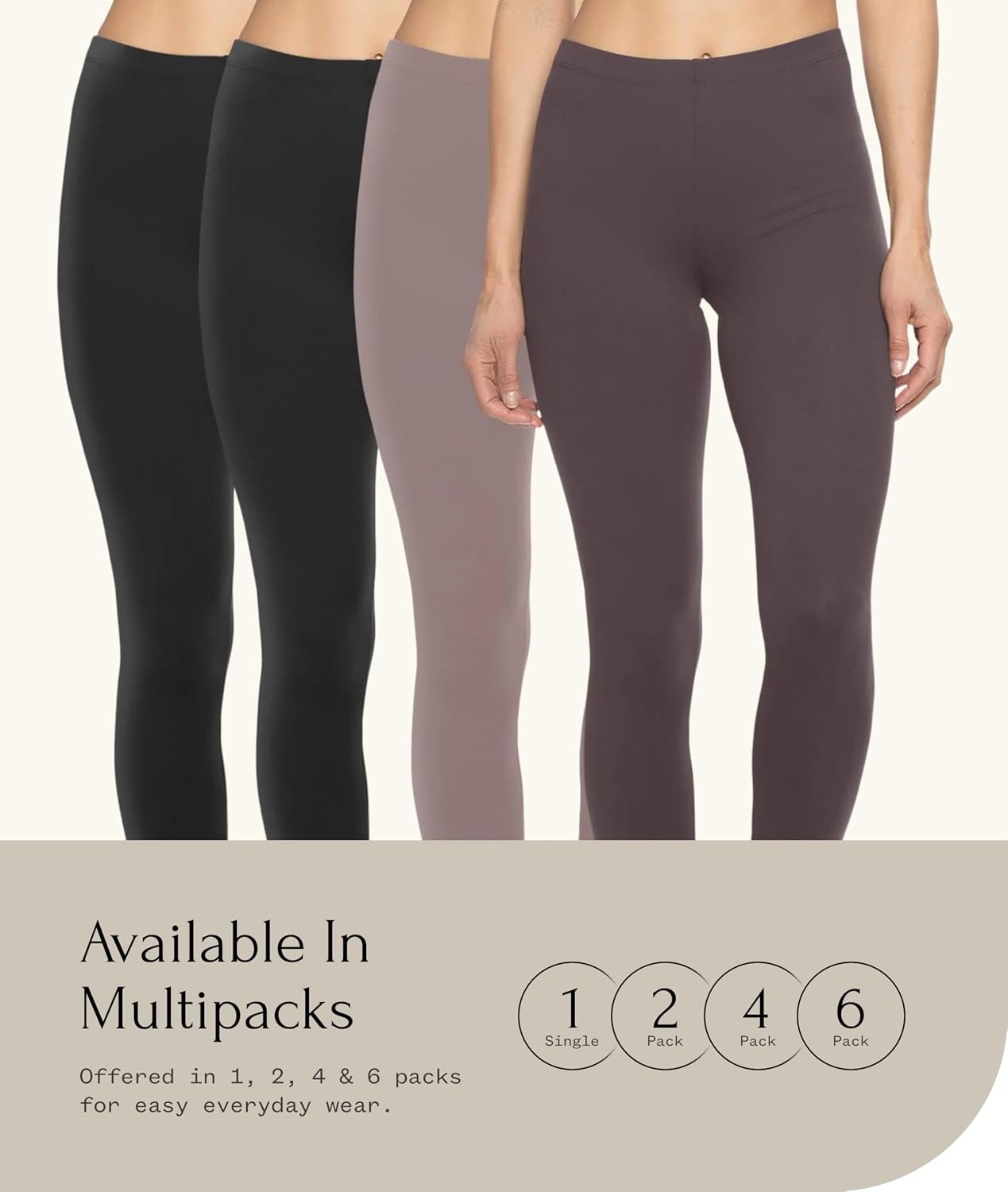 image:imageFelina Velvety Soft Lightweight Leggings Moisture Wicking Yoga 6 Pack Gray Days XSmall