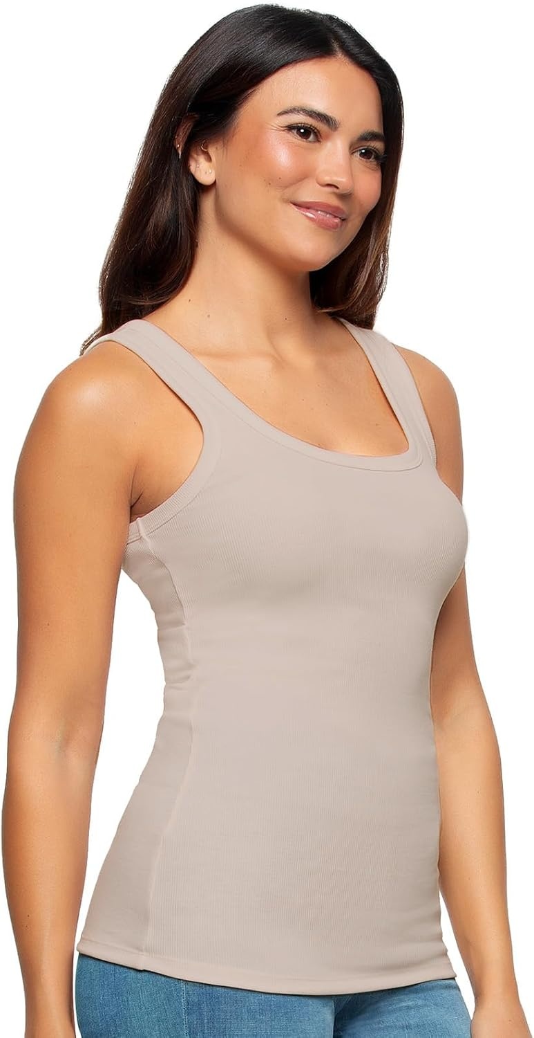 image:imageFelina Cotton Stretch Ribbed Tank Top Class Tank Top for Women Workout Tank Top for Women Color Options AvailableNeutrals