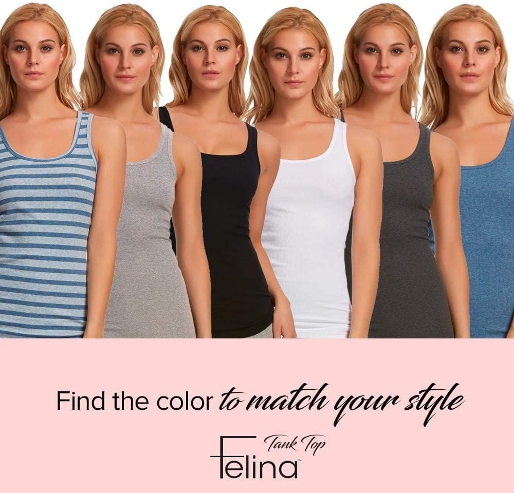 image:imageFelina Cotton Stretch Ribbed Tank Top Class Tank Top for Women Workout Tank Top for Women Color Options AvailableWhite