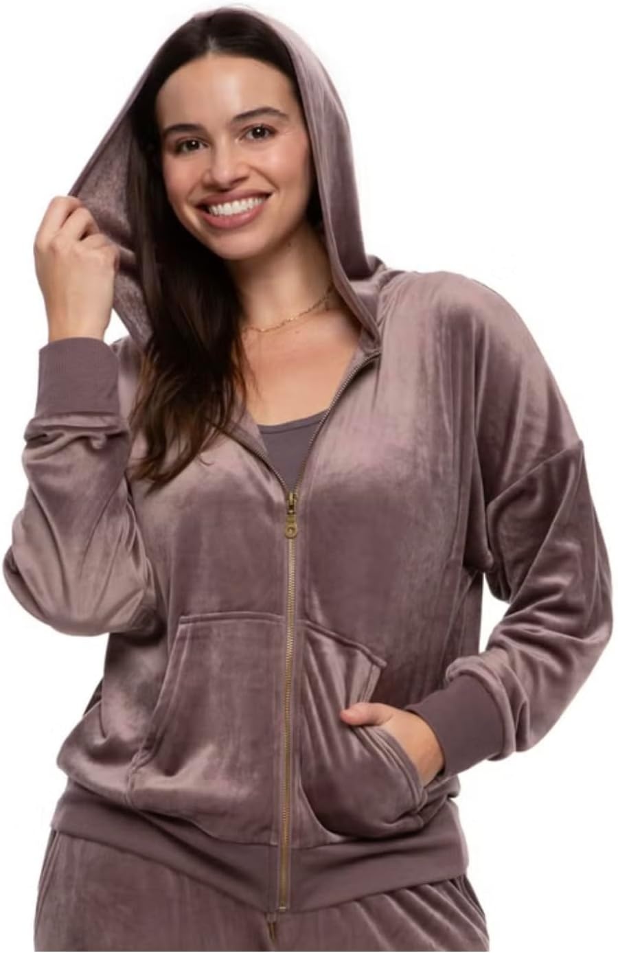 image:imageFelina Womens 2 Piece Velour Track SuitTaupe Sparrow
