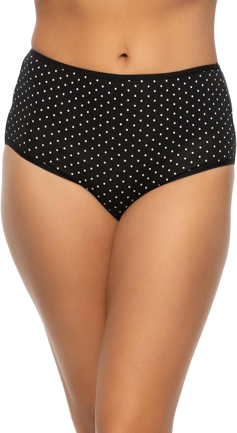 image:imageFelina Womens Cotton Stretch Modal Brief Underwear 5Pack Full CoverageDots and Stripes
