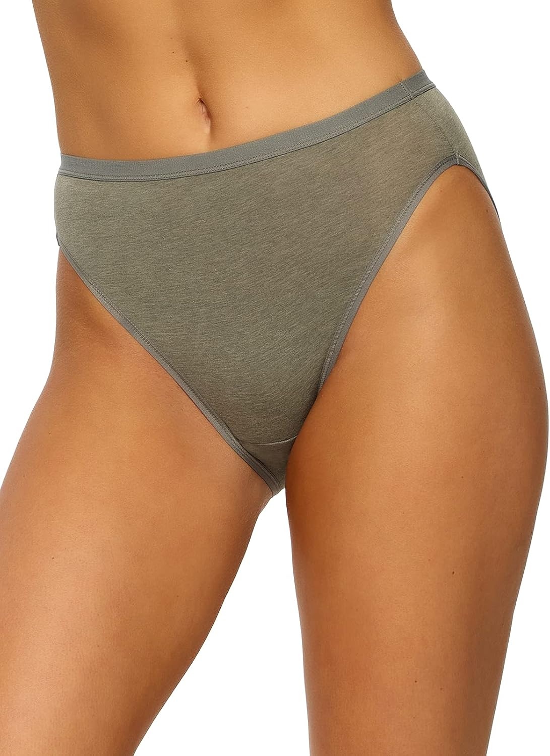 image:imageFelina Womens Organic Cotton Stretch Hi Cut Panty 5Pack UnderwearWheat Slate
