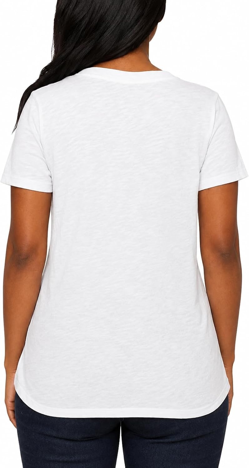 image:imageFelina Womens Short Sleeve VNeck Slub Tee ShirtWhite