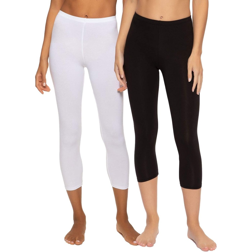 image:imageFelina Cotton Stretch Modal Capri Leggings 2Pack Lightweight amp SoftBlack White