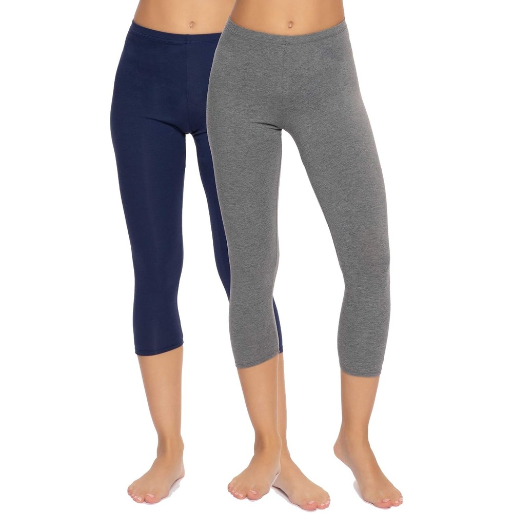 image:imageFelina Cotton Stretch Modal Capri Leggings 2Pack Lightweight amp SoftNavyCharcoal