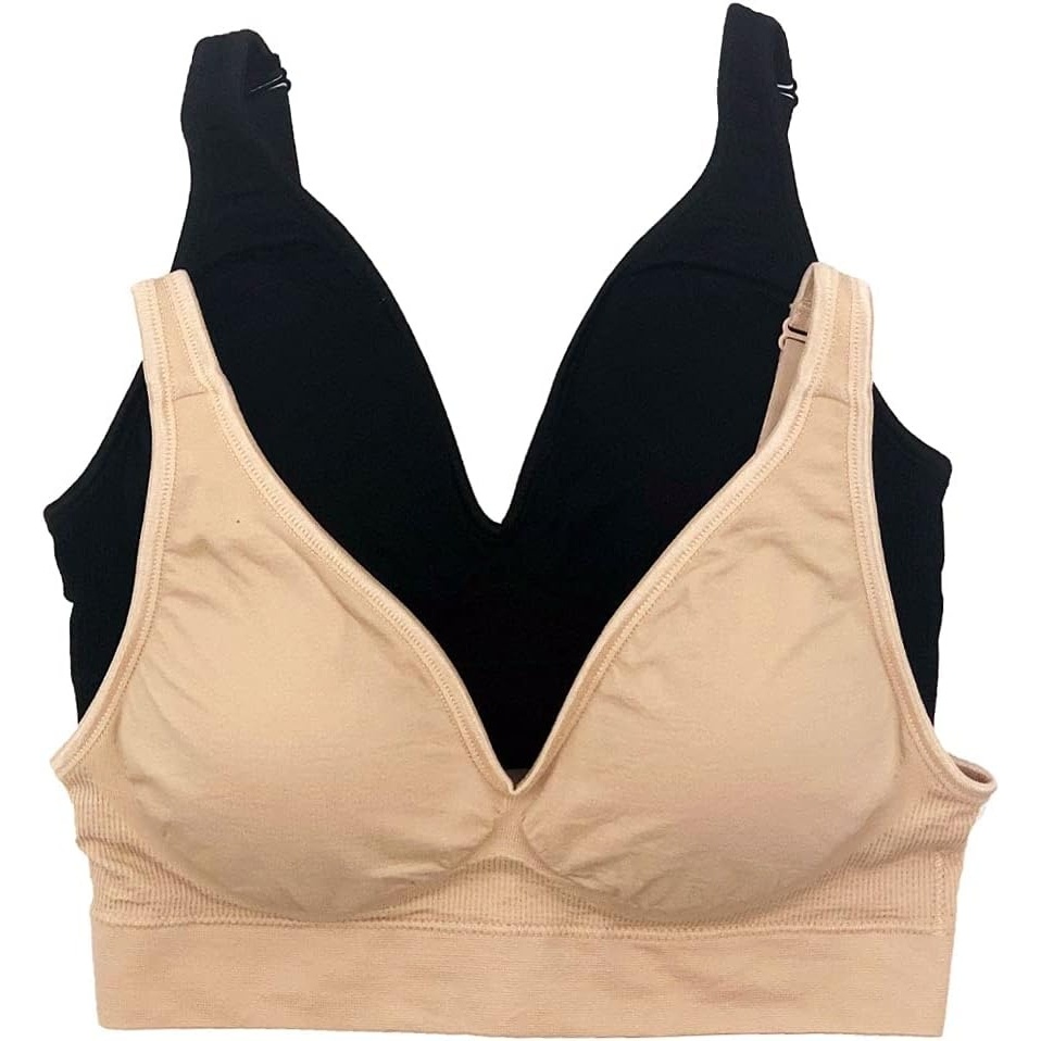 image:imageFelina Seamless Wireless Bra 2 Pack Removable PadsBlack Warm Neutral