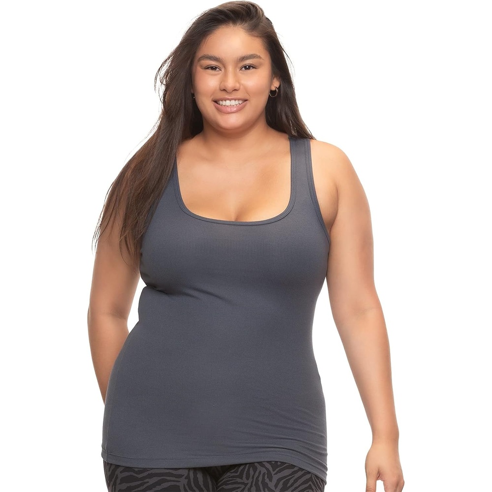 image:imageFelina Cotton Stretch Ribbed Tank Top  Class Tank Top for Women Workout Tank Top for Women Color Options AvailableBlue Gray