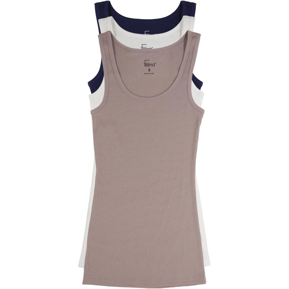 image:imageFelina Cotton Stretch Ribbed Tank Top  Class Tank Top for Women Workout Tank Top for Women Color Options AvailableCalm Seas