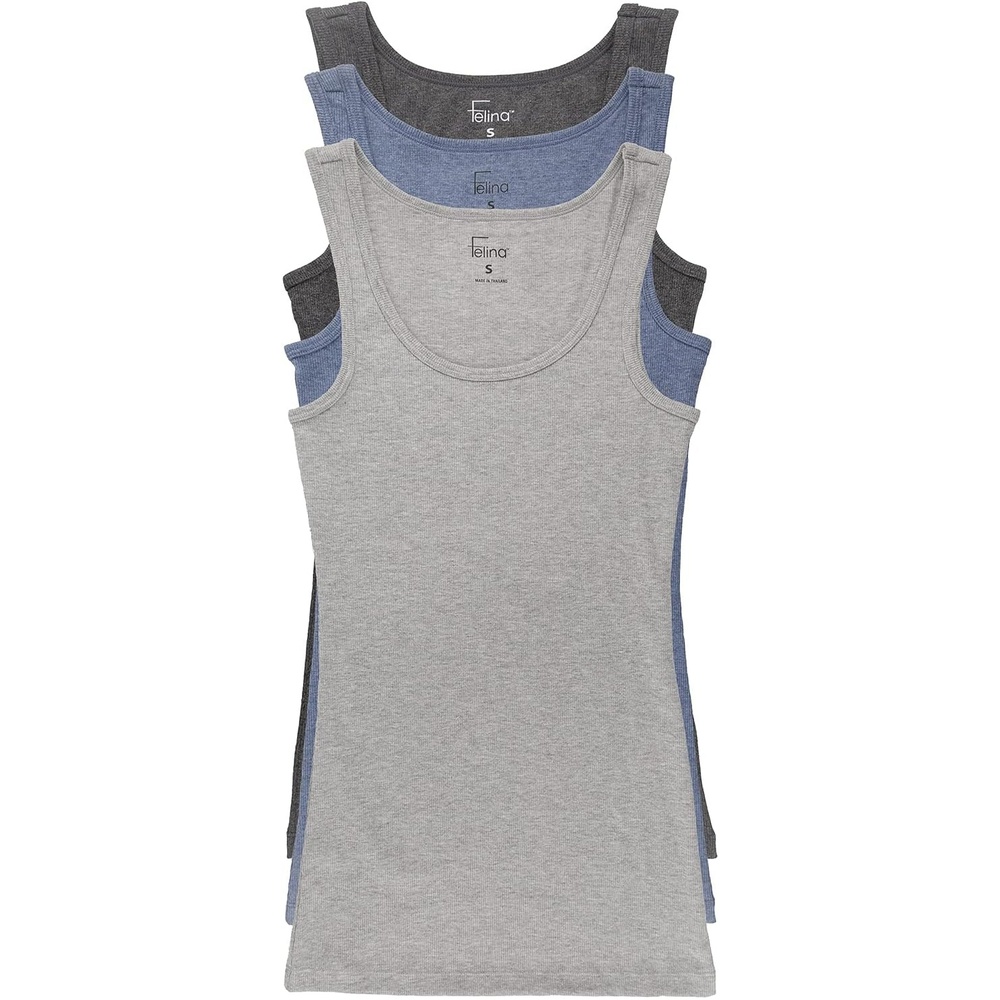 image:imageFelina Cotton Stretch Ribbed Tank Top  Class Tank Top for Women Workout Tank Top for Women Color Options AvailableCool Grays