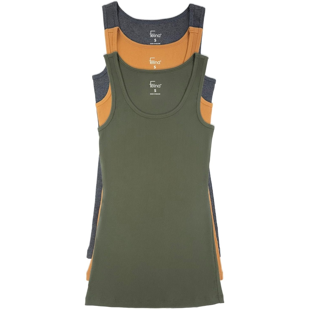 image:imageFelina Cotton Stretch Ribbed Tank Top  Class Tank Top for Women Workout Tank Top for Women Color Options AvailableGrape Leaf Cashew