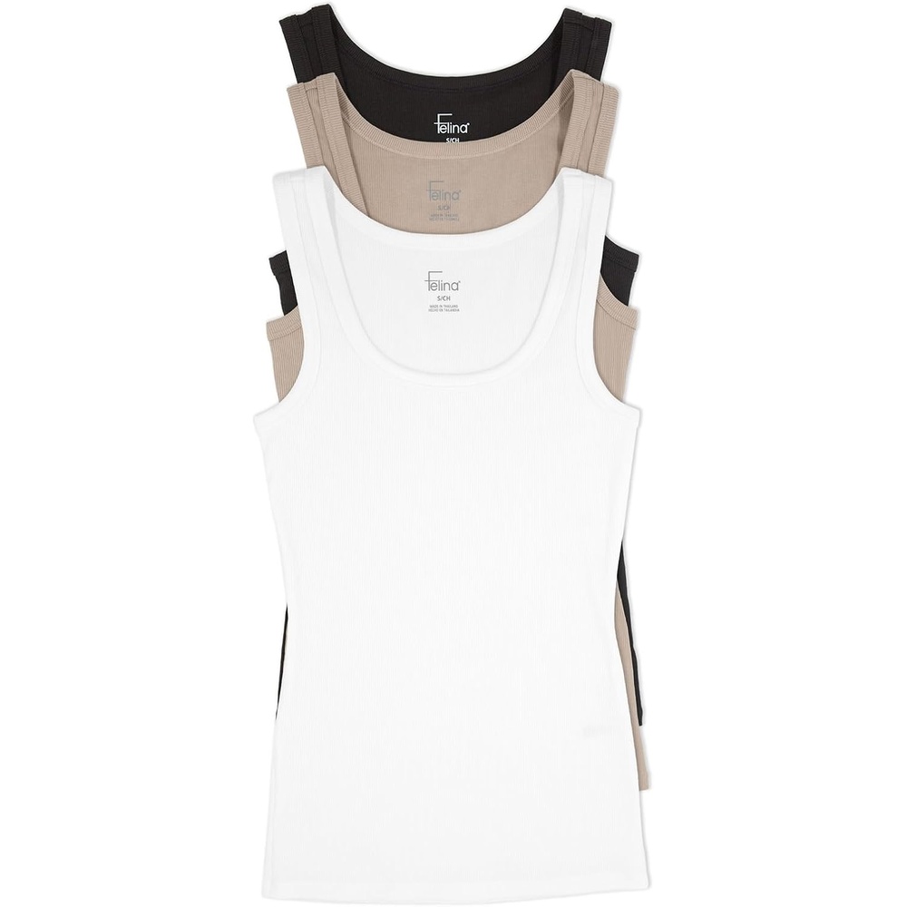 image:imageFelina Cotton Stretch Ribbed Tank Top Class Tank Top for Women Workout Tank Top for Women Color Options AvailableNeutrals