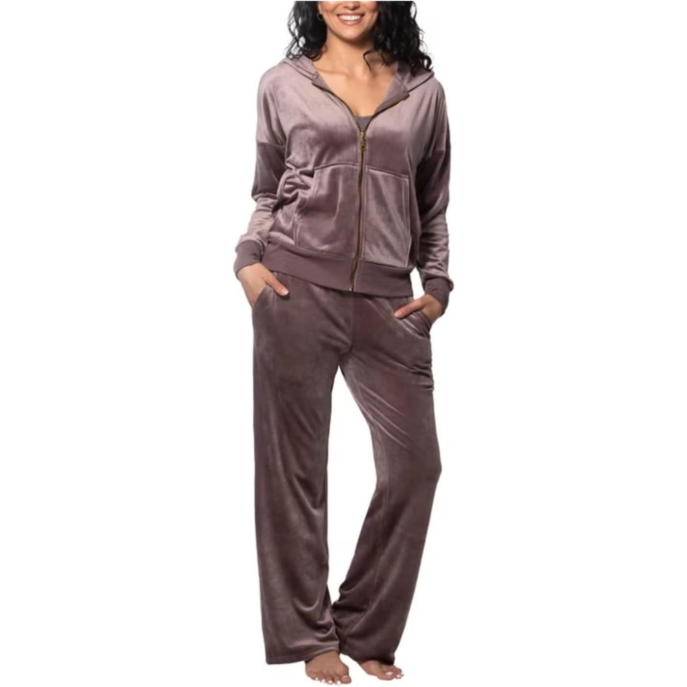 image:imageFelina Womens 2 Piece Velour Track SuitTaupe Sparrow