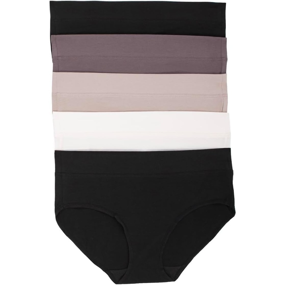image:imageFelina Womens 5 Pack Pima Cotton Wide Waistband HipsterBlack