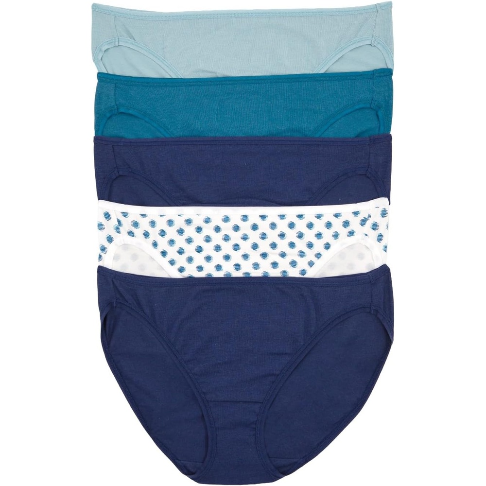 image:imageFelina Womens Cotton Stretch Modal Bikini Underwear 5Pack Full CoverageBlue Dots