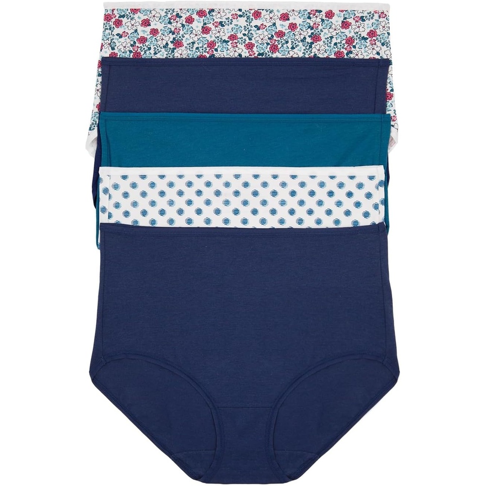 image:imageFelina Womens Cotton Stretch Modal Brief Underwear 5Pack Full CoverageBlue Floral