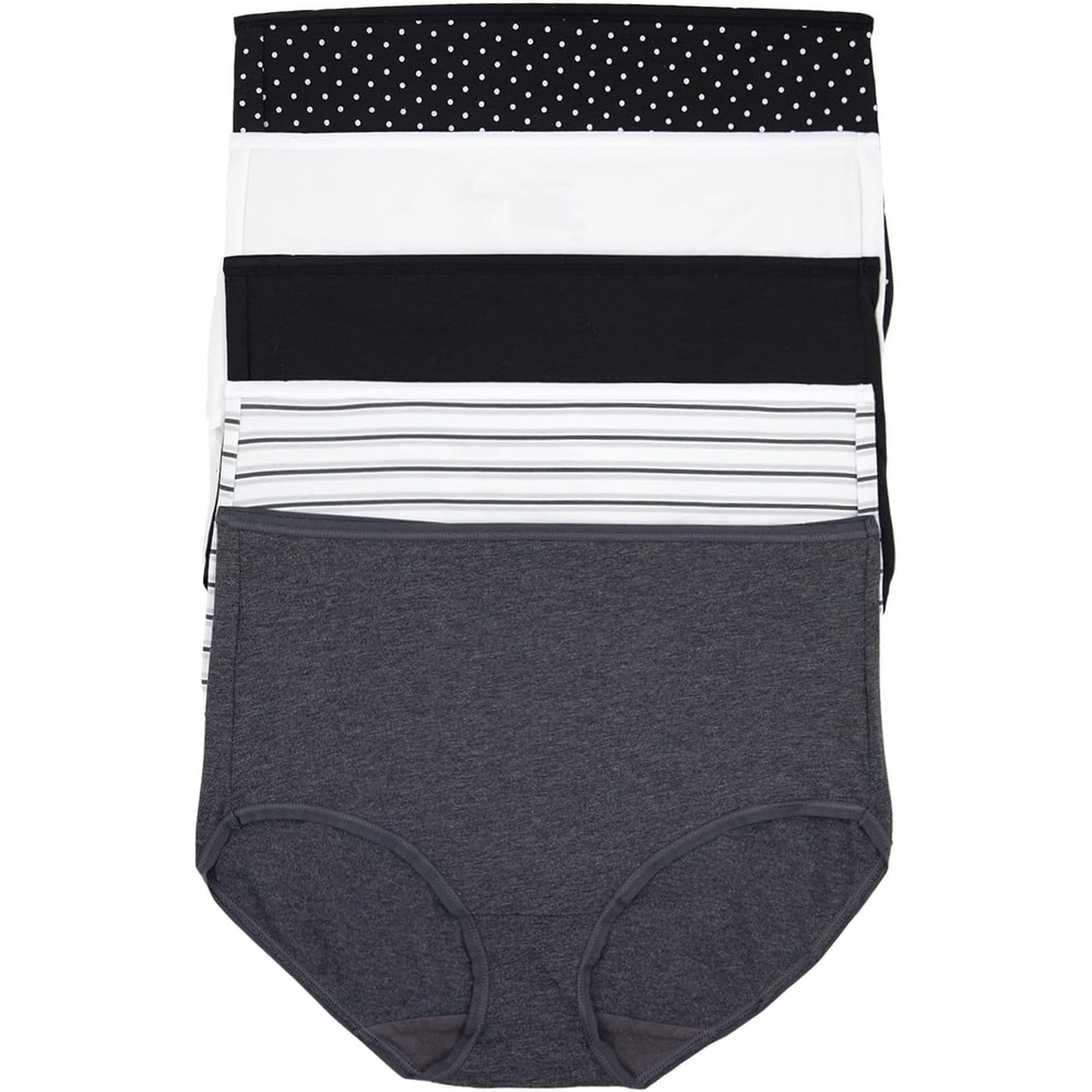 image:imageFelina Womens Cotton Stretch Modal Brief Underwear 5Pack Full CoverageDots and Stripes
