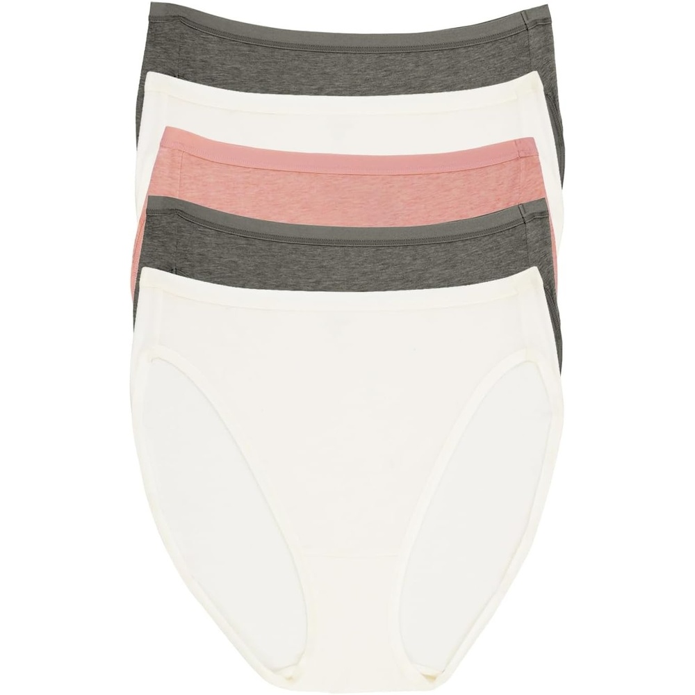image:imageFelina Womens Organic Cotton Stretch Hi Cut Panty 5Pack UnderwearWhite Rose