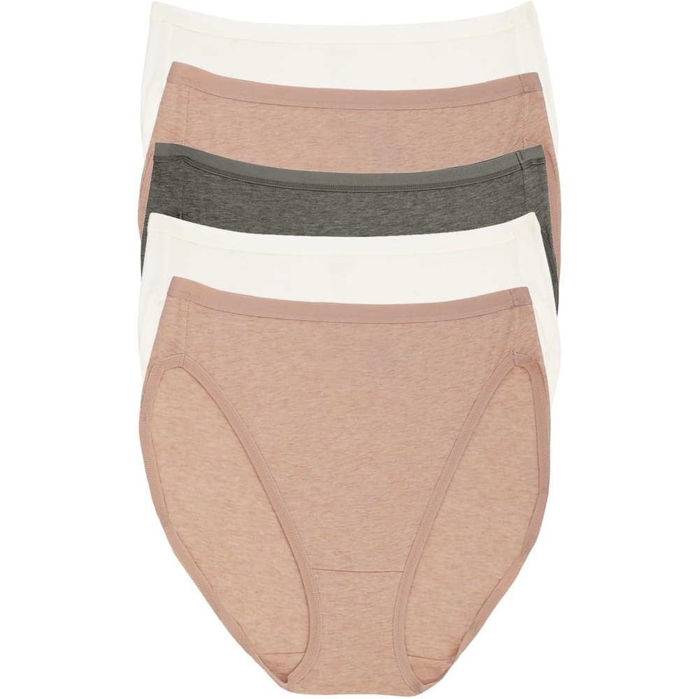 image:imageFelina Womens Organic Cotton Stretch Hi Cut Panty 5Pack UnderwearWhite Sand