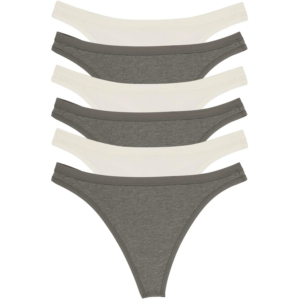 image:imageFelina Womens Organic Cotton Stretch Thong Underwear 6PackCloud Slate