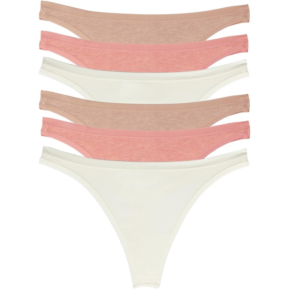 image:imageFelina Womens Organic Cotton Stretch Thong Underwear 6PackRose Neutral