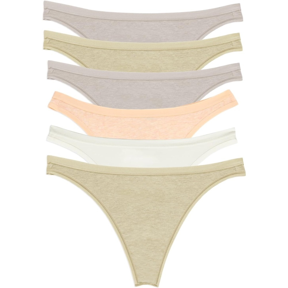 image:imageFelina Womens Organic Cotton Stretch Thong Underwear 6PackSpring Moss