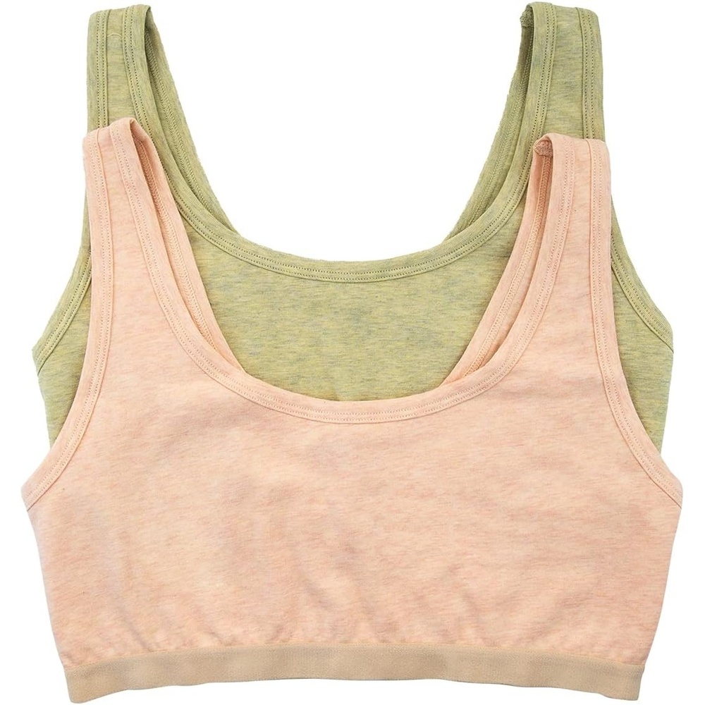 image:imageWomens Organic Cotton Stretch Bralette 2Pack GOTS Certified SoftAloe Wheat
