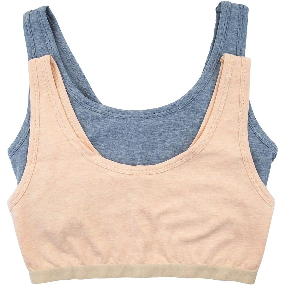 image:imageWomens Organic Cotton Stretch Bralette 2Pack GOTS Certified SoftSky Wheat