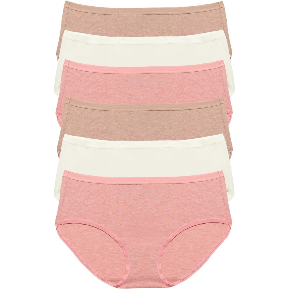image:imageWomens Organic Cotton Stretch Hipster Panties 6Pack GOTS CertifiedRose Neutral