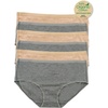 Women’s Organic Cotton Stretch Hipster Panties 6-Pack – GOTS Certified(Wheat Slate)