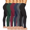 Felina | Velvety Soft Lightweight Leggings | Moisture Wicking | Yoga | 6 Pack(Black Hunter Green Wine Navy Charcoal)