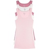 Felina Cotton Stretch Ribbed Tank Top – Class Tank Top for Women, Workout Tank Top for Women (Color Options Available)(Mesa Pink White)