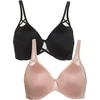 Felina Paramour Amaranth Cushioned Comfort Unlined Minimizer Bra 2-Pack(Black Rose Tan 2-pack)