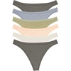 Felina Women’s Organic Cotton Stretch Thong Underwear, 6-Pack(Birchwood)