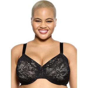 Felina | Jessamine Unlined Side Smoothing Minimizer Bra | Back & Side Smoothing Lace(Black)