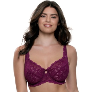 Felina – Paramour Peridot Lace Full Coverage Unlined Bra for Women(Black Lily)
