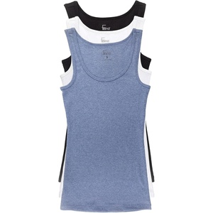 Felina Cotton Stretch Ribbed Tank Top – Class Tank Top for Women, Workout Tank Top for Women (Color Options Available)(Black White Denim)