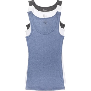 Felina Cotton Stretch Ribbed Tank Top – Class Tank Top for Women, Workout Tank Top for Women (Color Options Available)(Charcoal White Denim)