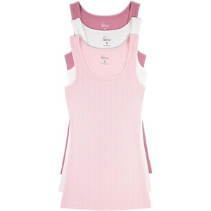 Felina Cotton Stretch Ribbed Tank Top – Class Tank Top for Women, Workout Tank Top for Women (Color Options Available)(Mesa Pink White)