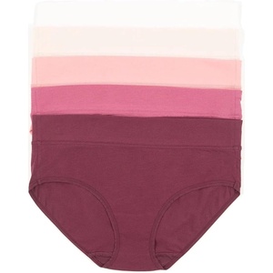 Felina Womens 5 Pack Pima Cotton Wide Waistband Hipster(Pink)